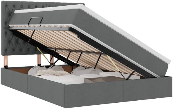 vidaXL LED-Speicherbett mit Matratze Dunkelgrau 140 x 200 cm Stoff 3372484 Bild 2