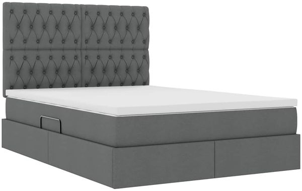 vidaXL LED-Speicherbett mit Matratze Dunkelgrau 140 x 200 cm Stoff 3372484 Bild 6