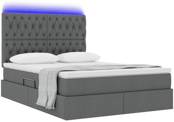 vidaXL LED-Speicherbett mit Matratze Dunkelgrau 140 x 200 cm Stoff 3372484 Bild 3