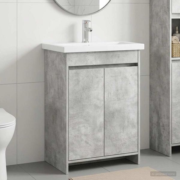 vidaXL Badezimmermöbel-Set Betongrau 81 x 40 x 84,5 cm Holzwerkstoff 3404285