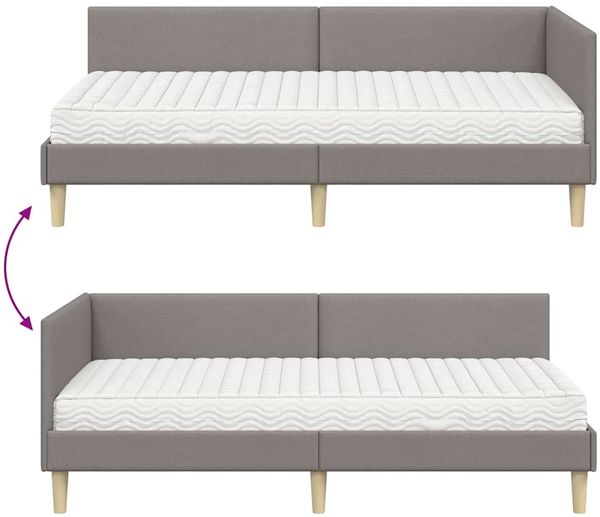 vidaXL Eckbettgestell mit Matratze Sonstiges 2 pcs Taupe Stoff 3393746 Bild 12