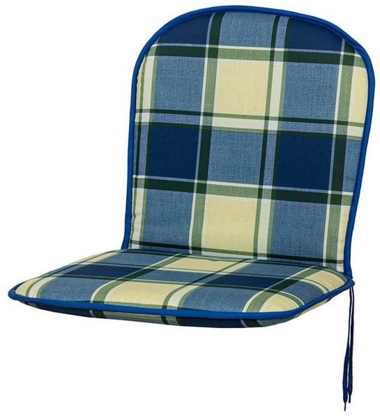KETTtex Polsterauflage Monoblock niedrig 2163 blau-grün kariert 79x43x3,5 cm KETTtex, (1 St), mit Bindebändern