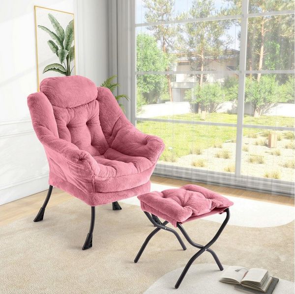 GarveeMore Ohrensessel Fauler Stuhl mit Ottoman Modern Lounge Akzent Stuhl