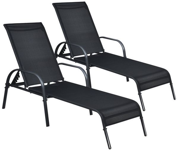 COSTWAY Sonnenliege Liegestuhl Gartenliege mit 5 einstellbaren Rücklehnpositionen, Gartenstuhl wetterfest Relaxliege für die Terrasse, Garten und am Pool