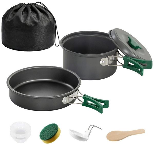 Novzep Geschirr-Set 8st Camping Kochgeschirr Set Outdoor Geschirr Set schnell erhitzend (8-tlg), Topf Pfanne Anti-Verbrühungsgriffen