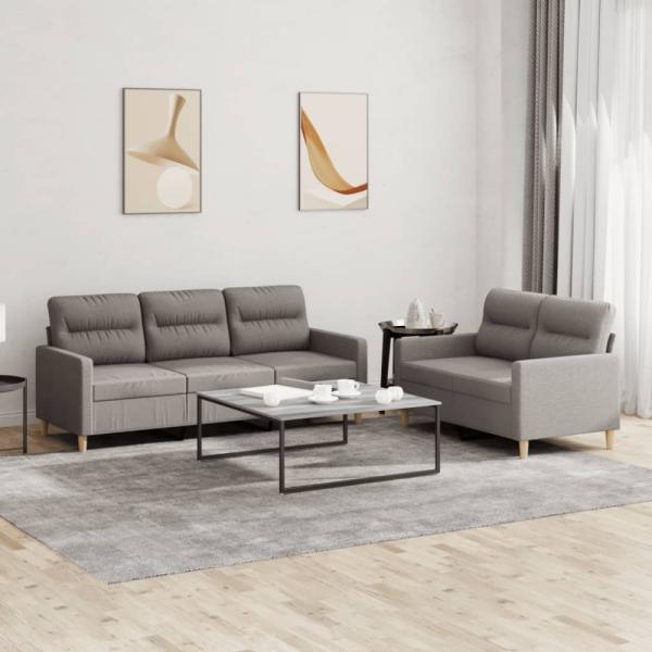 vidaXL 2-tlg. Sofagarnitur mit Kissen Taupe Stoff 3201607