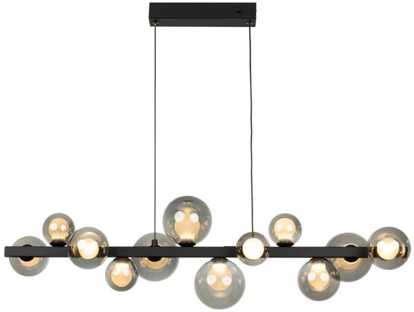 Dieter Knoll LED-Hängeleuchte, Aluminium schwarz, 95 x 150 x 27 cm, 3-fach dimmbar