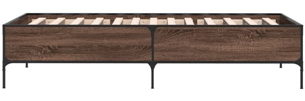vidaXL Bettgestell Braun Eichen-Optik 100x200 cm Holzwerkstoff Metall 844965 Bild 5