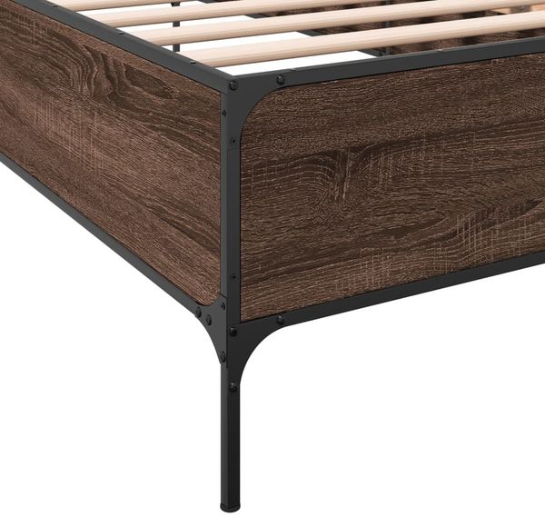 vidaXL Bettgestell Braun Eichen-Optik 100x200 cm Holzwerkstoff Metall 844965 Bild 7