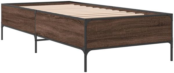 vidaXL Bettgestell Braun Eichen-Optik 100x200 cm Holzwerkstoff Metall 844965 Bild 6