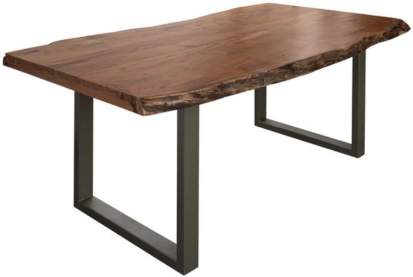 Baumtisch Akazie 220x100x77 natur lackiert / U-Beine silber matt FREEFORM 5