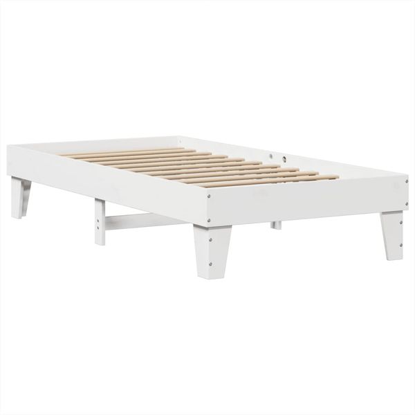 vidaXL Massivholzbett ohne Matratze Weiß 100x200 cm Kiefernholz 855362 Bild 3
