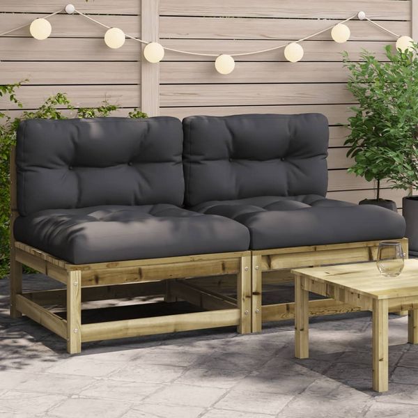 vidaXL Gartensofas ohne Armlehnen mit Kissen 2 Stk. Kiefernholz 838092