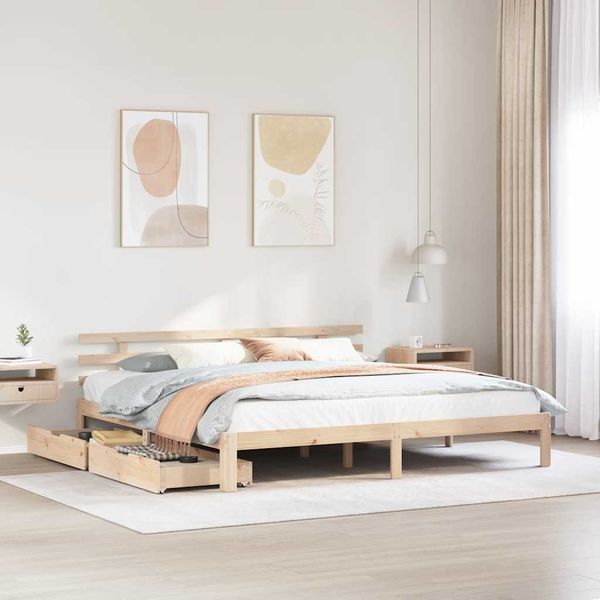 vidaXL Massivholzbett mit Schubladen 200x200 cm Kiefer 3302018