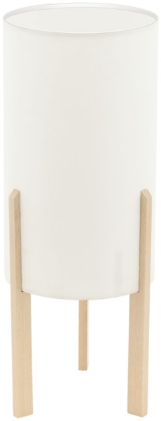 Tischleuchte, Holz, natur, Textilschirm, beige, H 40 cm