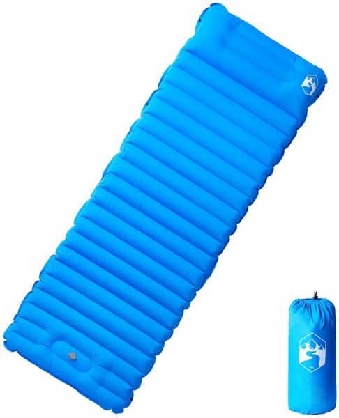 vidaXL Selbstaufblasende Isomatte mit Kissen Blau 4007120
