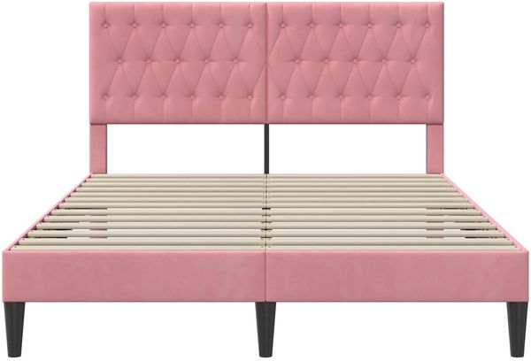 vidaXL Bettrahmen mit Kopfteil Rosa 140 x 190 cm Samt 42027664 Bild 4