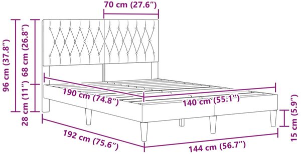 vidaXL Bettrahmen mit Kopfteil Rosa 140 x 190 cm Samt 42027664 Bild 9
