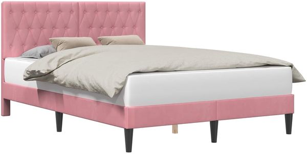 vidaXL Bettrahmen mit Kopfteil Rosa 140 x 190 cm Samt 42027664 Bild 2