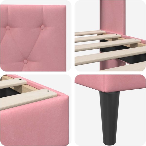 vidaXL Bettrahmen mit Kopfteil Rosa 140 x 190 cm Samt 42027664 Bild 7