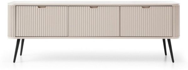 Deine Möbel 24 TV-Board MODERNO 168 cm breit RTV-Schrank Fehrnseher Tisch (Set, 3 St, geriffelte Fronten), Weiß Schwarz Beige Caschmir Gold