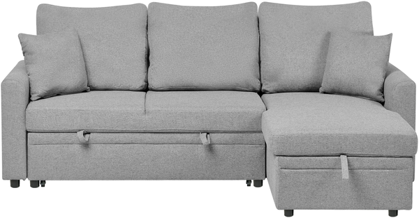 Eckschlafsofa 3-Sitzer NASSJO Kunstleinen Grau linksseitig