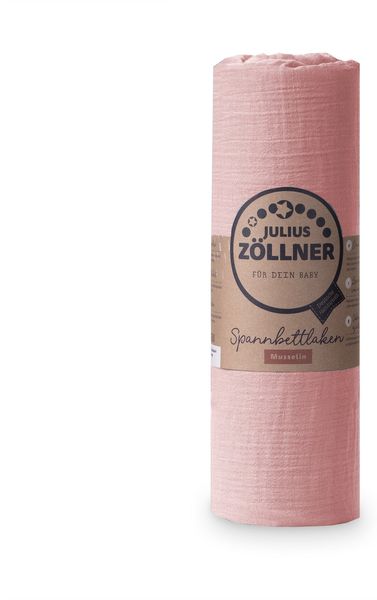 Julius Zöllner Spannbettlaken, 100% Baumwollmusselin dusty rose, 70 x 140 cm Bild 2