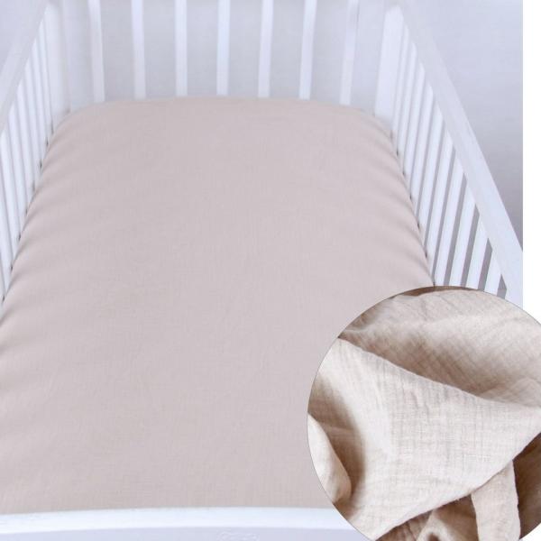 BabyLux Spannbettlaken BabyLux Spannbettlaken Musselin 60x120 70x140 Baby-& Kinderbett, Beige 60x120