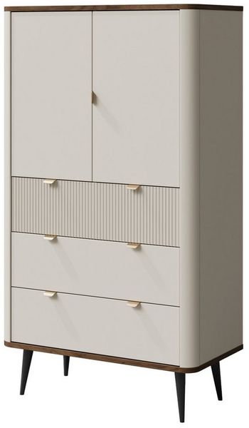 Compleo Hochkommode mit 3 Schubladen und zwei Türen, Elegant und modern LILIA