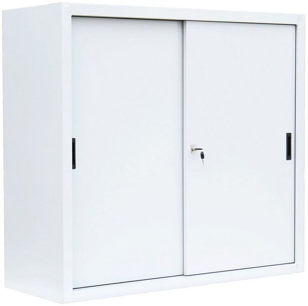 Steelboxx Schiebetürenschrank Aktenschrank Sideboard aus Stahl grau 1090 x 1200 x 450 mm (1-St) komplett montiert