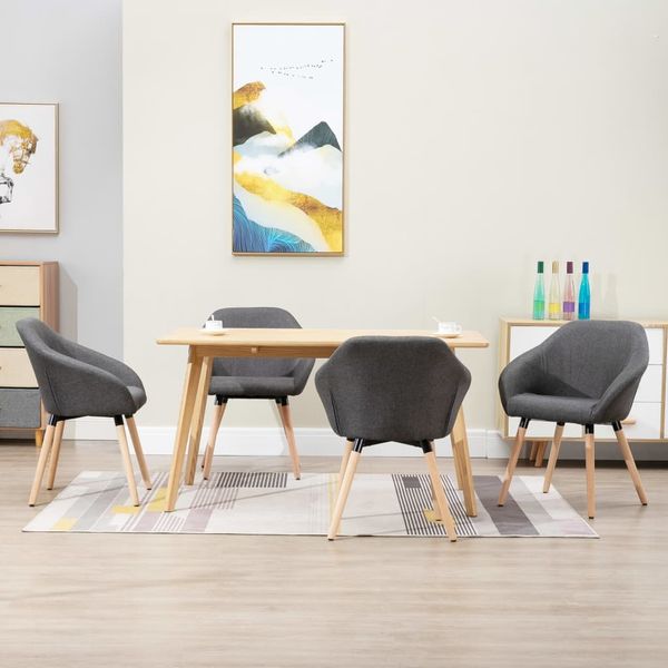 vidaXL Esszimmerstühle 4 Stk. Dunkelgrau Stoff [278408]