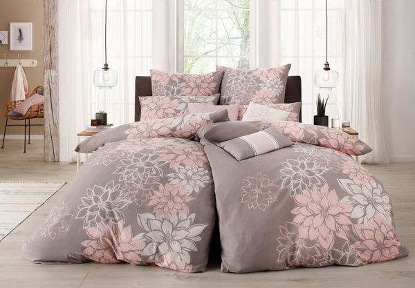 Home affaire Bettwäsche Susan in Gr. 135x200 oder 155x220 cm, Polycotton recycelt, 2 teilig, in verschiedenen Qualitäten, romantische Bettwäsche mit Blumen