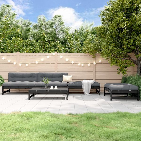 vidaXL 5-tlg. Garten-Lounge-Set Schwarz Massivholz Kiefer 3186603