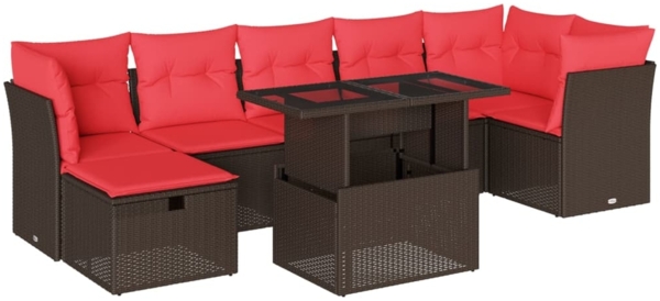 vidaXL 8-teiliges Gartensofa-Set mit Kissen, braun, Polyrattan 3274674