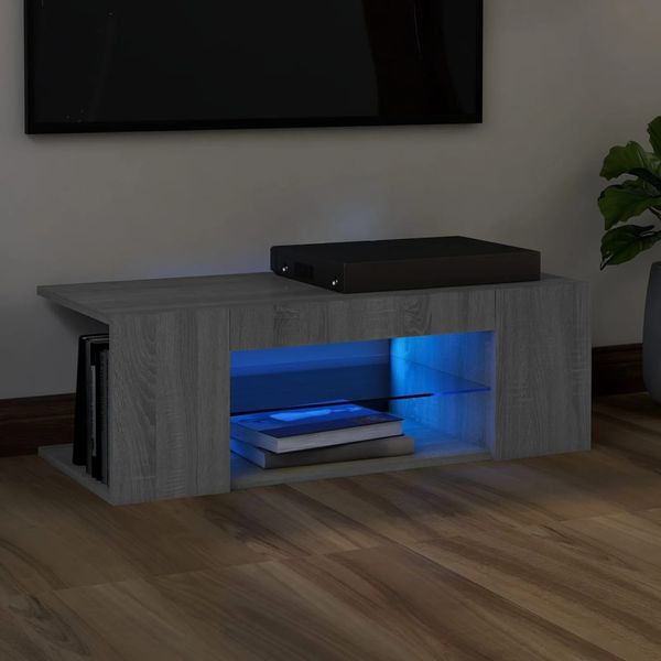 vidaXL TV-Schrank mit LED-Leuchten Grau Sonoma 90x39x30 cm 822666
