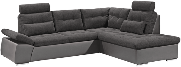 Ecksofa Jakarta Dunkelgrau / Lawa – Modernes Sofa mit Schlaffunktion & Kissen | ED Exciting Design