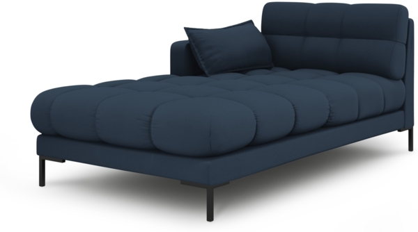 Micadoni Recamiere Mamaia 1-Sitzer Links Strukturierter Stoff Neve Blau schwarze Beine