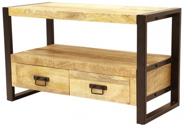 Fernsehtisch Retro 100x60x45 aus indischem Mango-Massivholz