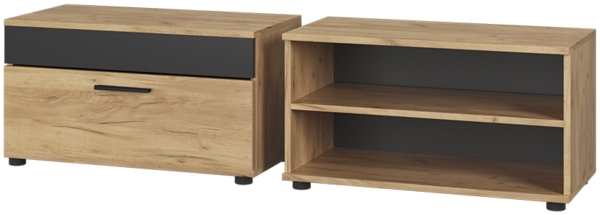 Wohnzimmerschränke Berno Goldkraft Eiche/Anthrazit 2 Teile Vicco