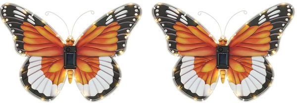 2x LED Solarleuchte, Schmetterling, Druckschalter, B 35 cm