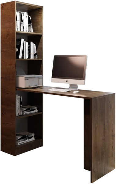 Schreibtisch BeOne, mit Regal, ohne Beleuchtung, Esche Dunkel