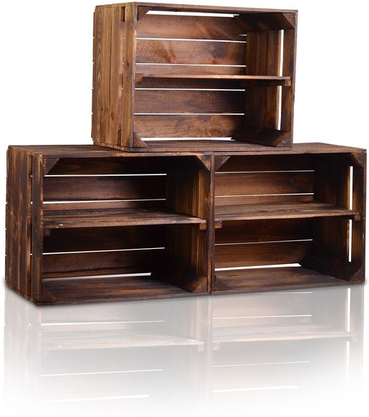 CHICCIE Holzkiste Langes Regal Dunkel Geflammt 50x40x30cm - Box (1 St) Bild 3