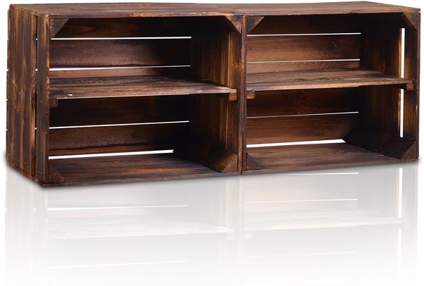 CHICCIE Holzkiste Langes Regal Dunkel Geflammt 50x40x30cm - Box (1 St) Bild 2