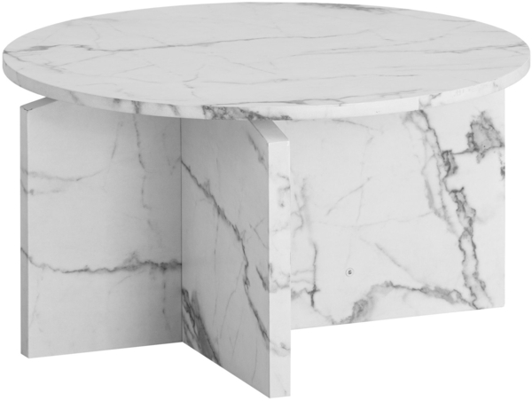 Couchtisch 60x60x33cm Weiß Marmor-Optik Modern Rund
