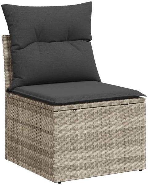 vidaXL 5-tlg. Garten-Sofagarnitur mit Kissen Hellgrau Poly Rattan 3219891 Bild 4