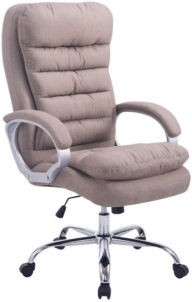 Bürostuhl SOUK Stoff - 116x68x77, Taupe Stoff Metall in Chromoptik Gestell ergonomische Bürostühle Homeoffice Stuhl mit Rollen