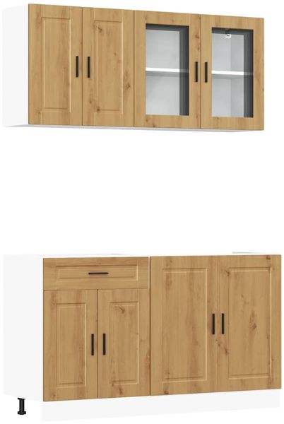 4-tlg. Küchenschrank-Set, Küchenmöbel Artisan-Eiche Holzwerkstoff