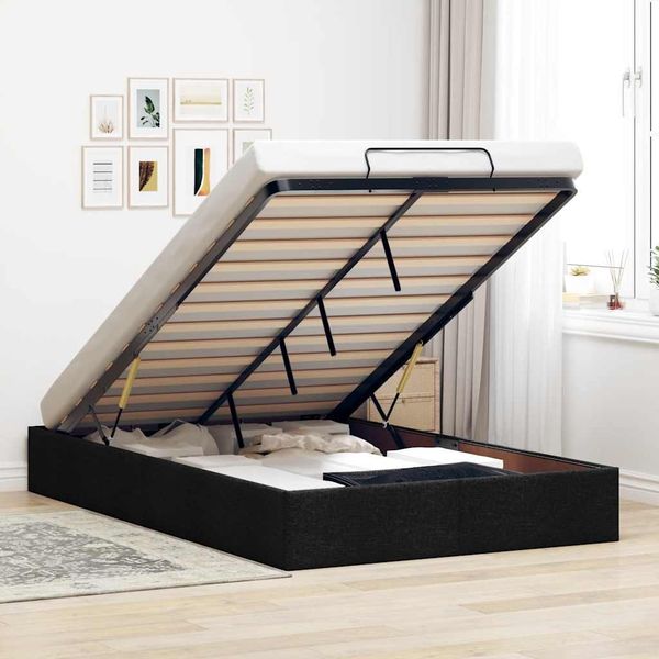 vidaXL Ottoman-Bett ohne Matratze Schwarz 120x200 cm Stoff 3310870