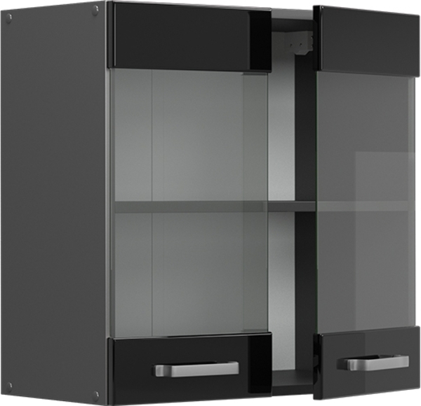 Küchenglasschrank R-Line Schwarz Hochglanz 60 cm Vicco Bild 4