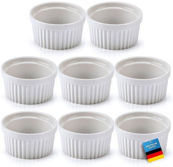 Dimono Dessertschale DIMONO Crème-Brûlée & Soufflé Förmchen – 8er Keramik Dessert Set, Keramik, (Schälchen mit 170 ml, 8-tlg), Schalen